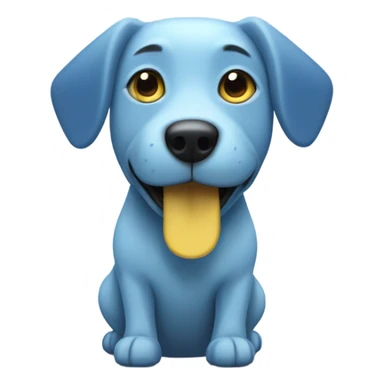 A light blue cartoon dog with a rectangular body has dark blue hair around its eyes and triangular ears. Each ear contains a yellow triangle inside. The nose and mouth area are yellow, with black nostrils. The dog appears happy. sticker