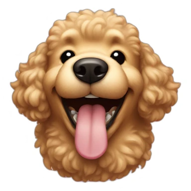 fat golden poodle laughing sticker