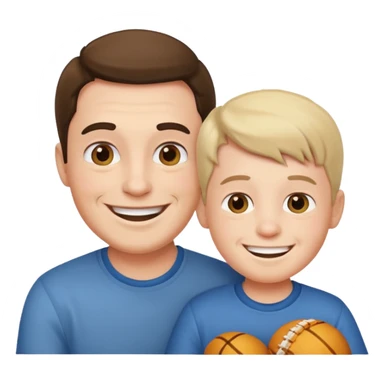 Uncle and nephew playing sticker