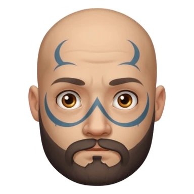 bald bearded man with face tattoo sticker