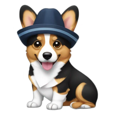 Corgi negro con gorro de marinero sticker