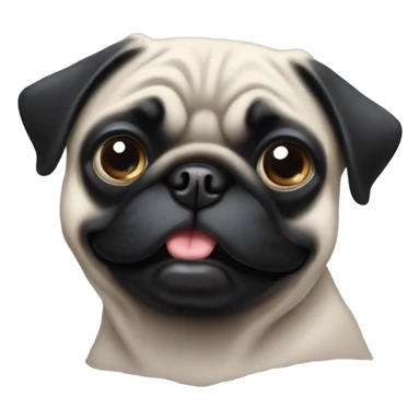 Black pug rolling her eyes sticker