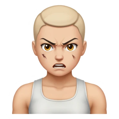 angry feminist fighter with half shaved hair sticker