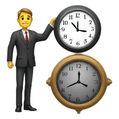 a man in a suit holding a clock in his right hand sticker