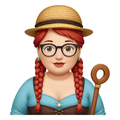 woman glassess, very fat venice gondolier with iconic hat and red hair woman braided sticker