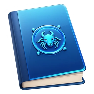 dark neon blue glass book, zodiac on the cover sticker
