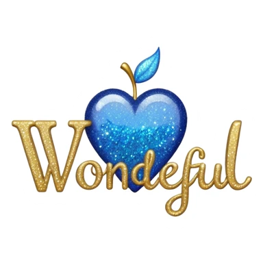 The word wonderful with glitter sticker