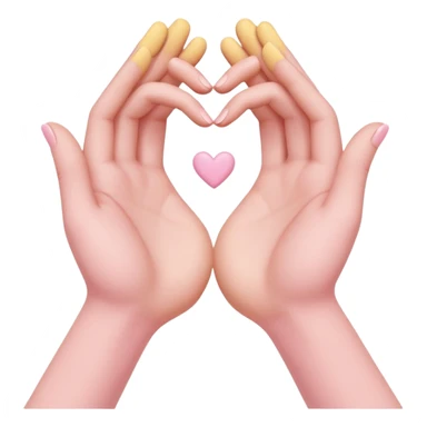 A pair of hands making a “heart” gesture in soft pink, beige and yellow pastel light sticker