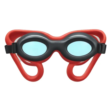 swimming goggles with red frame，cat-eye or spindle-like form sticker