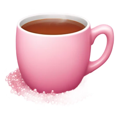 soft pink mug filled with steaming hot raspberry tea, decorated with blush pink pearl and sparkly embellishments (aesthetic, cute) sticker