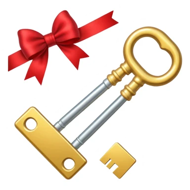 gold 2 keys with a red bow sticker