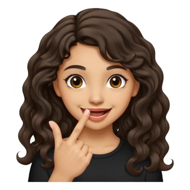 a light skin girl w black slight brown really tall wavy hair biting one fingering and smiling (in a flirty way) with big brown pretty eyes , make sure shes biting the finger, and the hair is wavy not curly sticker