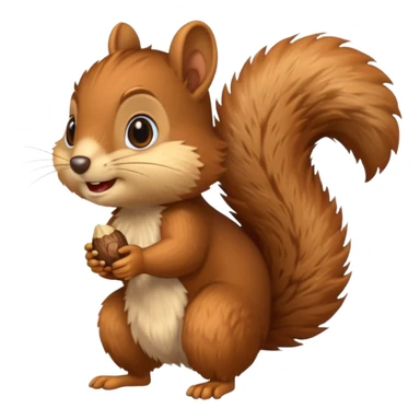 long-toothed squirrel character with acorn, full body sticker