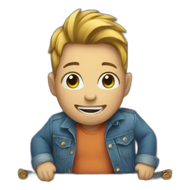 a tiny person coming out of a jeans pocket sticker