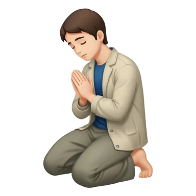 Brunette man kneeling praying  sticker