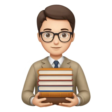 content expert person with glasses and a stack of books sticker