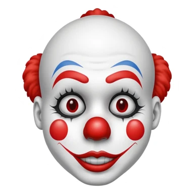 ["Clown with white face paint and red nose, single teardrop."] sticker