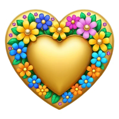 a golden heart studded with flowers sticker