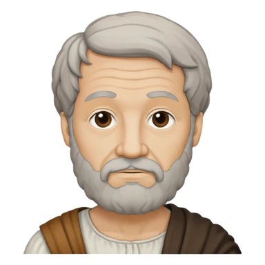 Aristotle as a black outline icon, no fill, hand-drawn look, recognizable philosopher features sticker