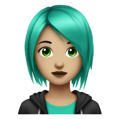 emo girl with green eyes and turquoise hair sticker