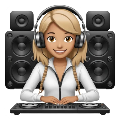 woman dj with setup sticker