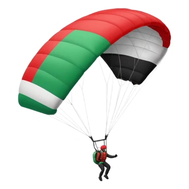 a paraglider flying a palestinian flag wing, respect scrupulously the correct shapes and colours of the palestinian flag, try again sticker