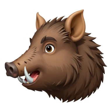 Wild boar face side view with long tusks emoji realistic sticker