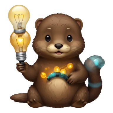 otter holding a lightbulb sticker