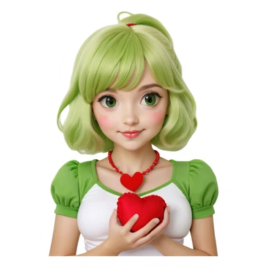 blonde girl with heart sticker