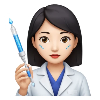 emoji of an asian woman wizard who wields a micropipette as a wand and a DNA helix spell coming from the pipette wand sticker