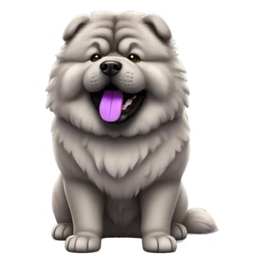 Full body gray Chow chow with purple tongue, photorealistic 4k sticker