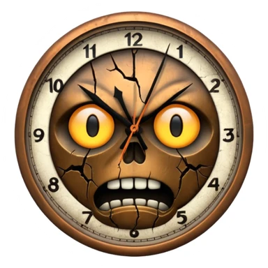 a scary face clock  sticker