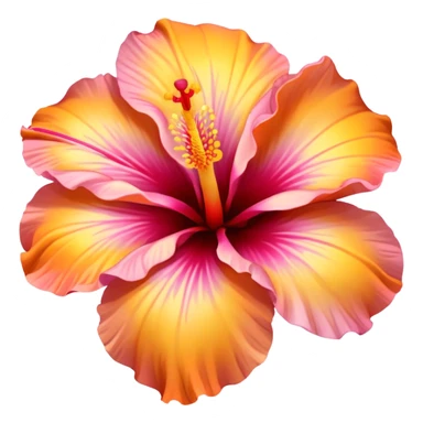 orange yellow and pink hibiscus flower aesthetic sticker