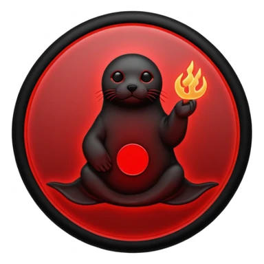 iOS sticker, summoning seal, black circle, red symbol, minimal sticker