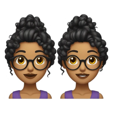 Chica con cabello rizado color negro, piel morena y que use lentes   sticker
