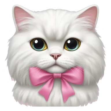 white Persian cat with pink bow sticker