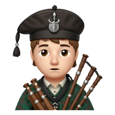 Sad small bagpiper with one tear On his cheek sticker
