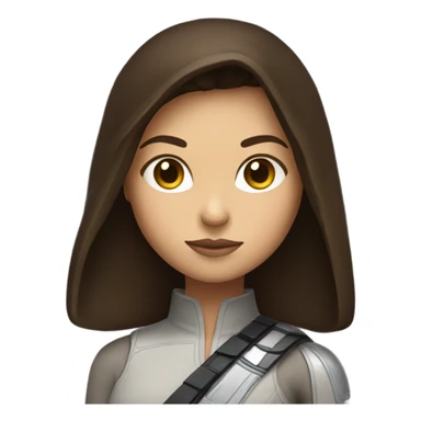 Brunette girl with a lightsaber star wars like sticker
