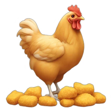 Un poulet qui mange un nugget sticker