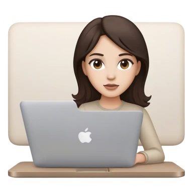 Brunette woman content creator with a MacBook neutral tones sticker