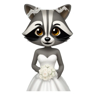 Raccoon wearing wedding dress  sticker