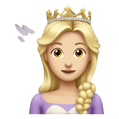 Caucasian, blonde princess wearing princess crown that does not look like a halo in a purple dress and she has angel wings  sticker