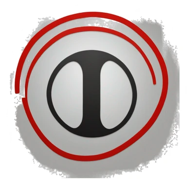 A black and red rectangle with a medium size circle in the middle sticker