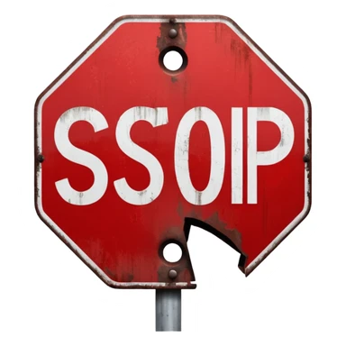 broken stop sign sticker