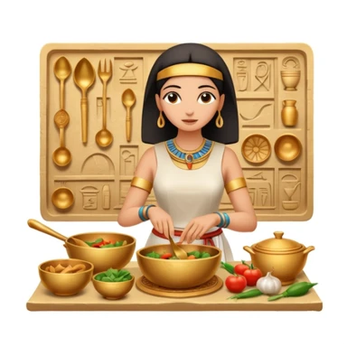 ancient Egyptian cooking scene in hieroglyphic style sticker