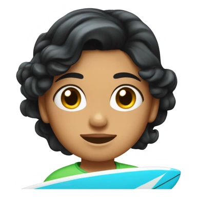 Girl surfer with black hair go on the big wave  sticker