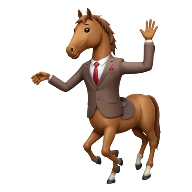 3d laughing horse with a suit and hands, legs like human sticker