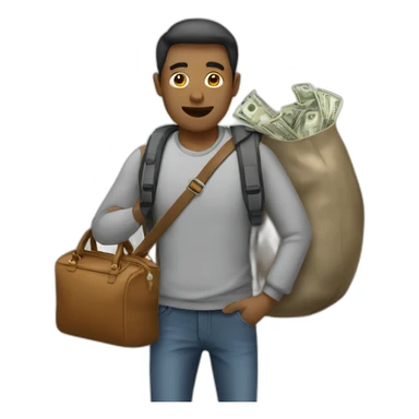 man with overloaded bag with money sticker