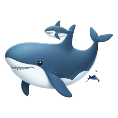 A whale cuddles with a shark sticker
