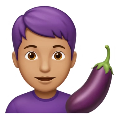 man eating an eggplant sticker